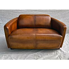 2 seat Aviator tub sofa vintage cognac leather