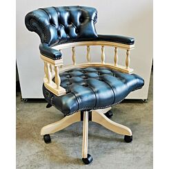 bureaustoel captains chair antiek blauw