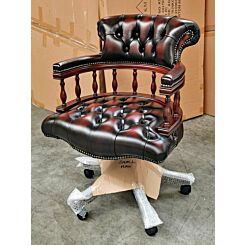 Captain's swivel chair mahogany with antique tan wood