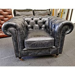 Whitehall Chesterfield club chair, Vintage coal leather