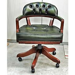 Court swivel padded seat Antique green with mahogany