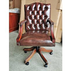 Gainsborough swivel chair Plain seat antique brown