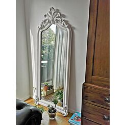 Large white Crested Louis Philippe mirror in two sizes