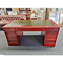 90 x 180 cm mahogany desk with green leather