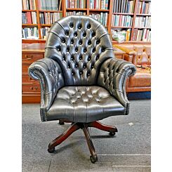 Directors swivel chair Old English Black leather