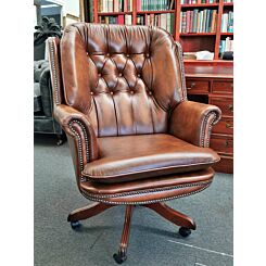 Judges swivel chair antique tan