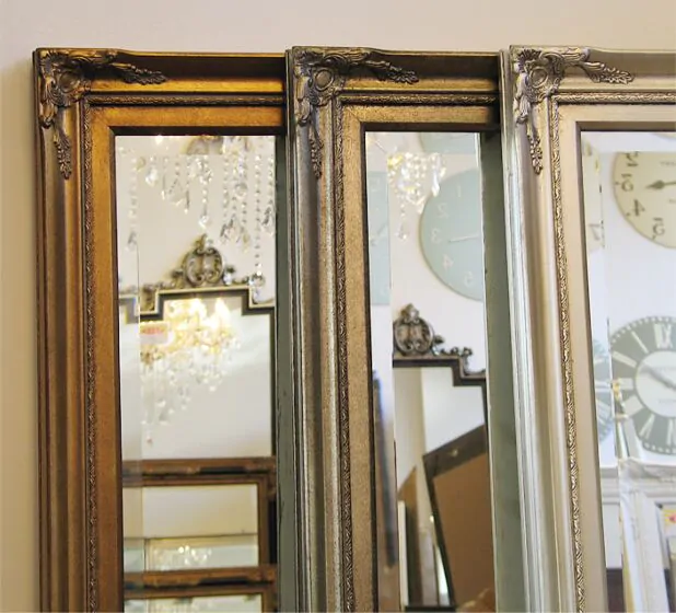 Elegante spiegel Cairo, goud of zilver lijst maten