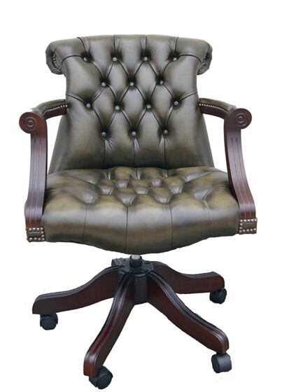 Admiral swivel chair, Antique olive leather