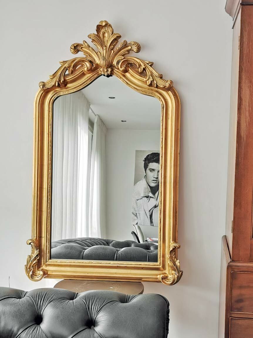 Oversized crested mirror Louis Philippe antique gold, English