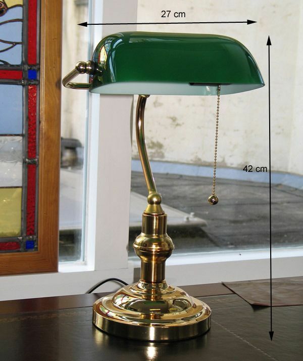 Banker Dark Brass Lamp Elegant Office Lamp With Green Glass Office