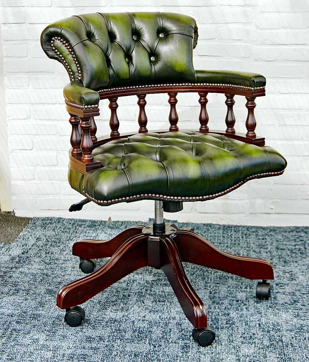 chesterfield captains chair green