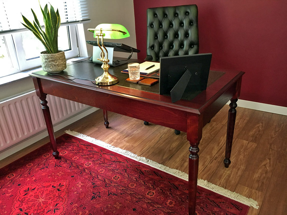 green leather writing desk