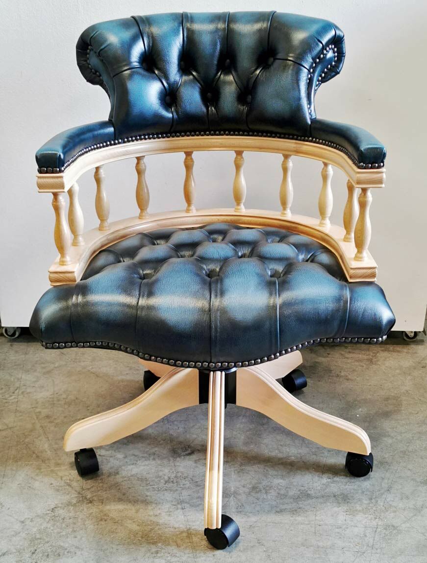 chesterfield captains chair blue