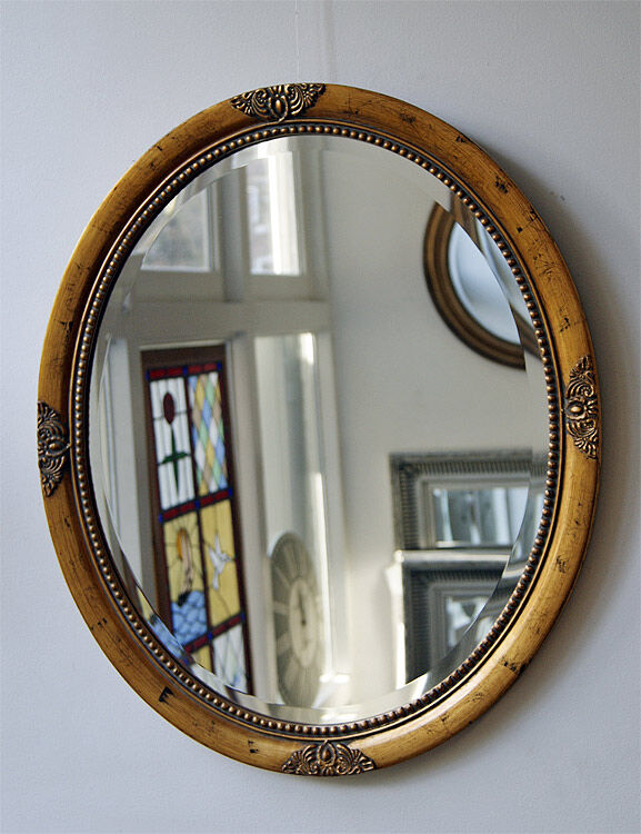Antikes Gold ovale Spiegel Lugano 2 Größen, English Decorations.