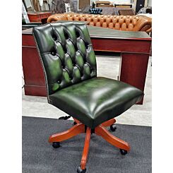 90x180 cm desk green leather, Library swivel chair, laptop mat and Bankers  lamp